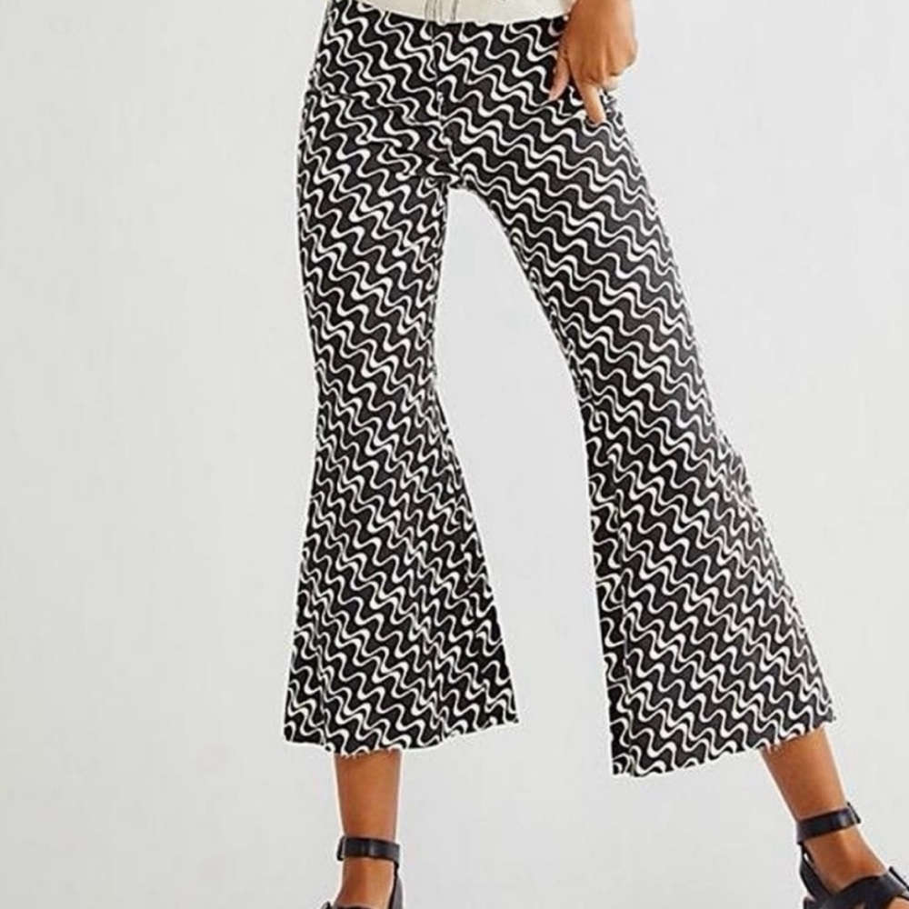 Free People Funky Psychedelic Cropped Flares Sz31